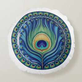 Elegante Peacock Feather Mandala Rond Kussen