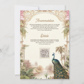 Elegante  Peacock Garden Indiase bruiloft Kaart (Achterkant)