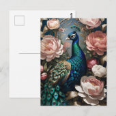 Elegante Peacock Pink Peonies Briefkaart (Voorkant / Achterkant)