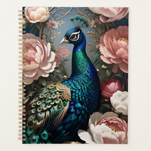 Elegante Peacock Pink Peonies Planner (Voorkant)