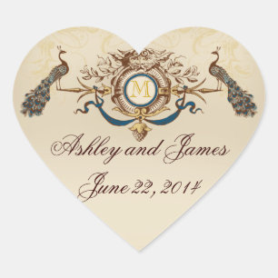 Elegante Peacock Save the Date Stickers Hart Vorm