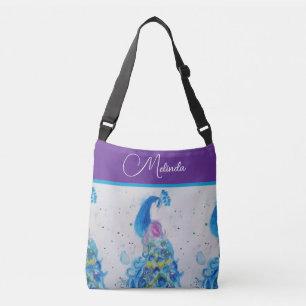 Elegante Peacock Waterverf Blauw schilderij Crossbody Tas