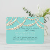 Elegante Pearl Birthday Dinner Invitation Kaart (Staand voorkant)