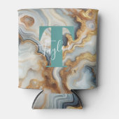 Elegante Pearl Golden Agate Custom Monogram Blikjeskoeler (Voorkant)