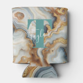 Elegante Pearl Golden Agate Custom Monogram Blikjeskoeler (Achterkant)