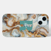 Elegante Pearl Golden Agate Custom Monogram Case-Mate iPhone Case (Achterkant (horizontaal))