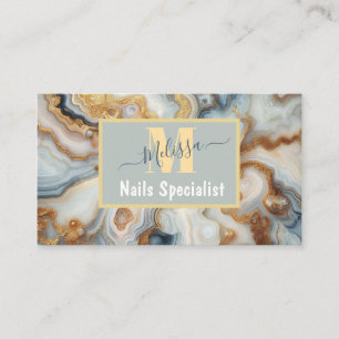 Elegante Pearl Golden Agate Custom Monogram Visitekaartje