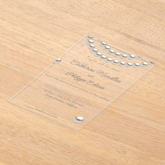 Elegante Pearl String bruiloft uitnodiging acryl Acryl Uitnodigingen (Laagn)