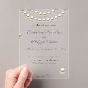 Elegante Pearl String bruiloft uitnodiging acryl Uitnodigingen