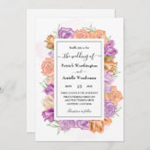 Elégante pêche et invitation à un mariage violet (Devant / Derrière)