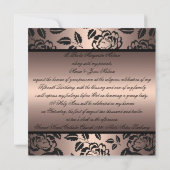 Elégante Pêche et Rose noir Quinceañera Invitation (Dos)