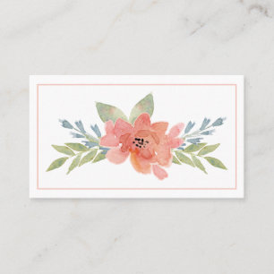 Elégante Pêche Florale Carte de visite Aquarelle