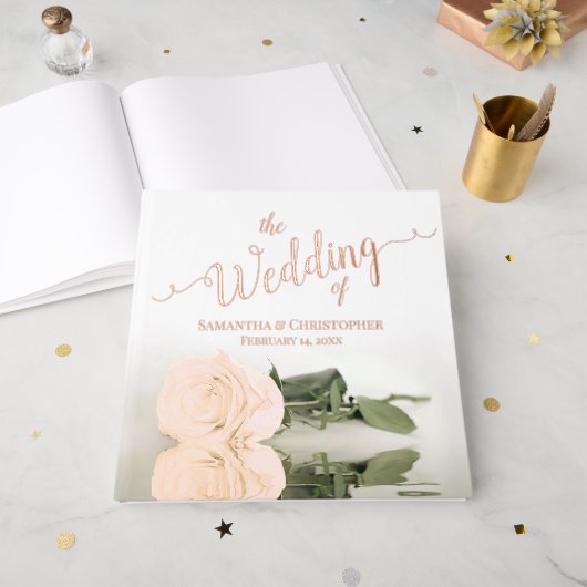 Elégante Pêche Lumière Orange Rose Large Mariage h (Recto ouvert)