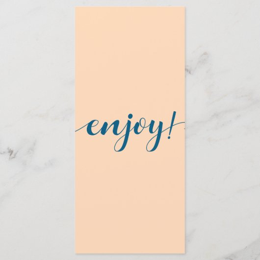 Elégante Pêche Océanique Bleu Mariage Dîner Menu (Dos)