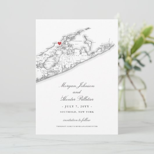 Elegante Peconic Bay Yacht Club Bruiloft Save The Date (Staand voorkant)