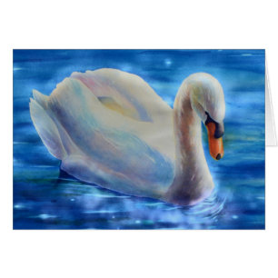 Elégante peinture d'aquarelle de cygne blanc