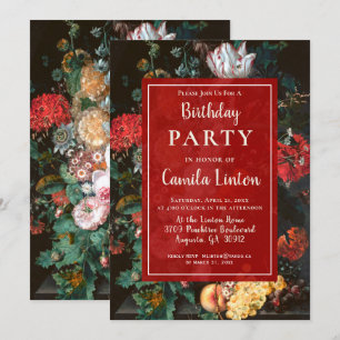 Élégante peinture florale Invitation fête d'annive