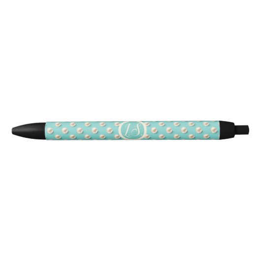 Elegante pen met teal parels en monogram ontwerp (Voorkant)
