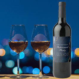 Elegante Pensioen Partij Marine Blauw Goud Agaat Wijn Etiket