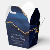 Elegante Pensioenpartij Navy Blue Gold Fortune Bedankdoosjes (Geopend)