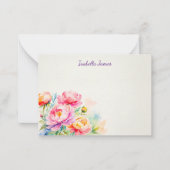 Elégante Peonies Aquarelle Florale Carte Note (Devant)