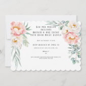 Elégante Peonies Roses Eucalyptus Cartes RSVP (Dos)