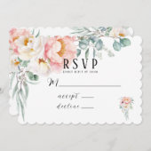 Elégante Peonies Roses Eucalyptus Cartes RSVP (Devant / Derrière)