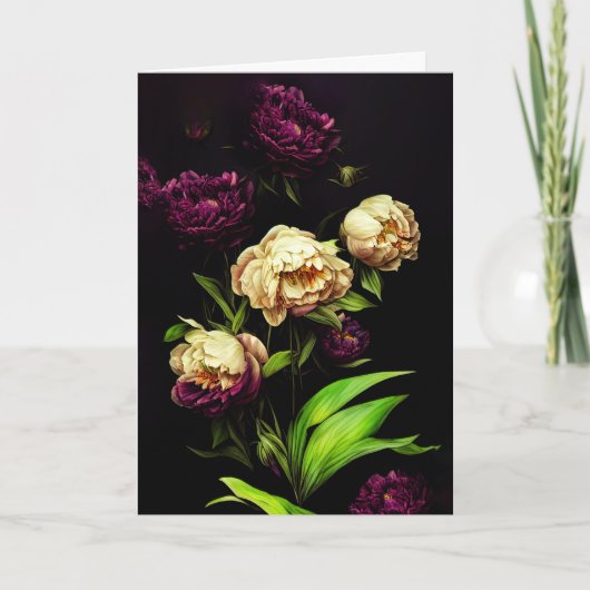 Elégante Peonies & Roses Plié Carte de voeux (Devant)