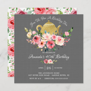Elégante Peony Floral Anniversaire Thé Invitation