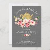 Elégante Peony Floral Anniversaire Thé Invitation (Devant)