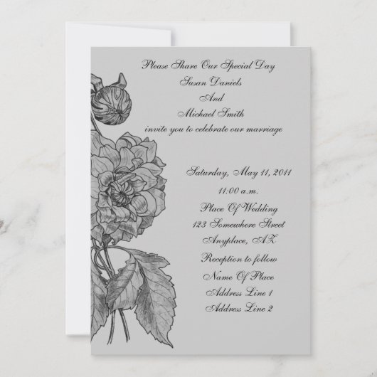 Elégante Peony Peony Mariage Fleur Invitation (Devant)