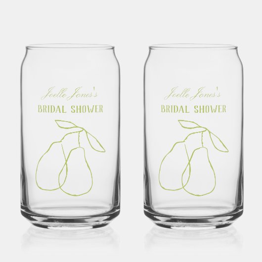 Elegante Perfecte Peer Illustratie Bruidsdouche Blikvorm Glas (Voorkant)