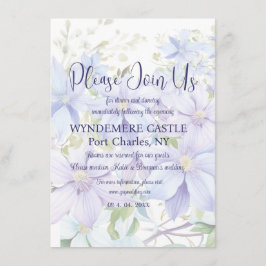 Elegante Periwinkle Clematis QR Code Wedding Informatiekaartje