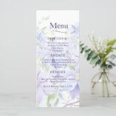 Elegante Periwinkle Clematis Wedding Menu (Staand voorkant)