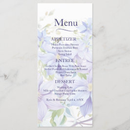 Elegante Periwinkle Clematis Wedding Menu