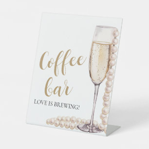 Élégante perle d'or et panneau de barre de café Pr