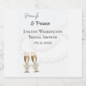 Elégante perles blanches & Étiquette de vin Prosec (Étiquettes simples)