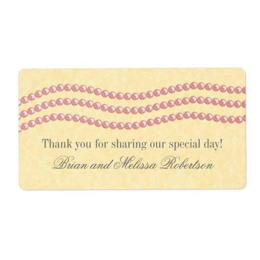Elégante Perles Étiquettes De Mariage, Rose Clair (Devant)