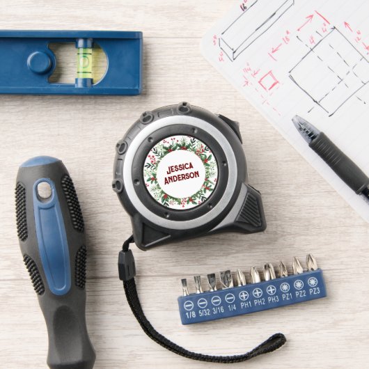 Elegante Personaliseer Naam Krans Kerstmis Rolmaat (Workshop)