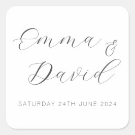 Elegante Persoonlijke Trouwset Vierkante Sticker