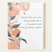 Elegante perzik bloem gepersonaliseerde bruid brui planner (Achterkant)