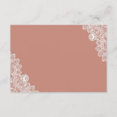 Elegante Perzik Bloemen Kant Bruiloft Details Informatiekaartje (Achterkant)
