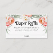 Elegante Perzik Bloemen Luier Raffle Script Tekst Informatiekaartje (Voorkant)