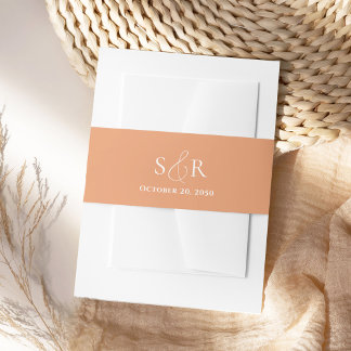 Elegante perzik bruiloft monogram Eenvoudig Uitnodigingen Wikkel