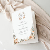 Elegante perzik en salie tuin bruiloft gevouwen programma