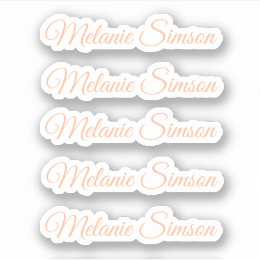 Elegante perzik fuzz script gepersonaliseerde naam sticker (Voorkant)