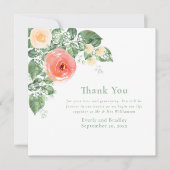 Elegante perzik geel rozen Waterverf bruiloft Kaart (Voorkant)