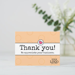 Elegante Perzik Met Hart Zakelijk Bedankt Briefkaart