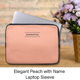 Elegante perzik met naam laptophoes laptop sleeve