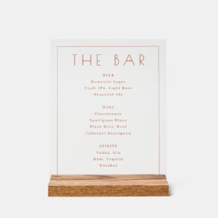 Elegante Perzik Minimalistische Bar Menu Acryl Bord